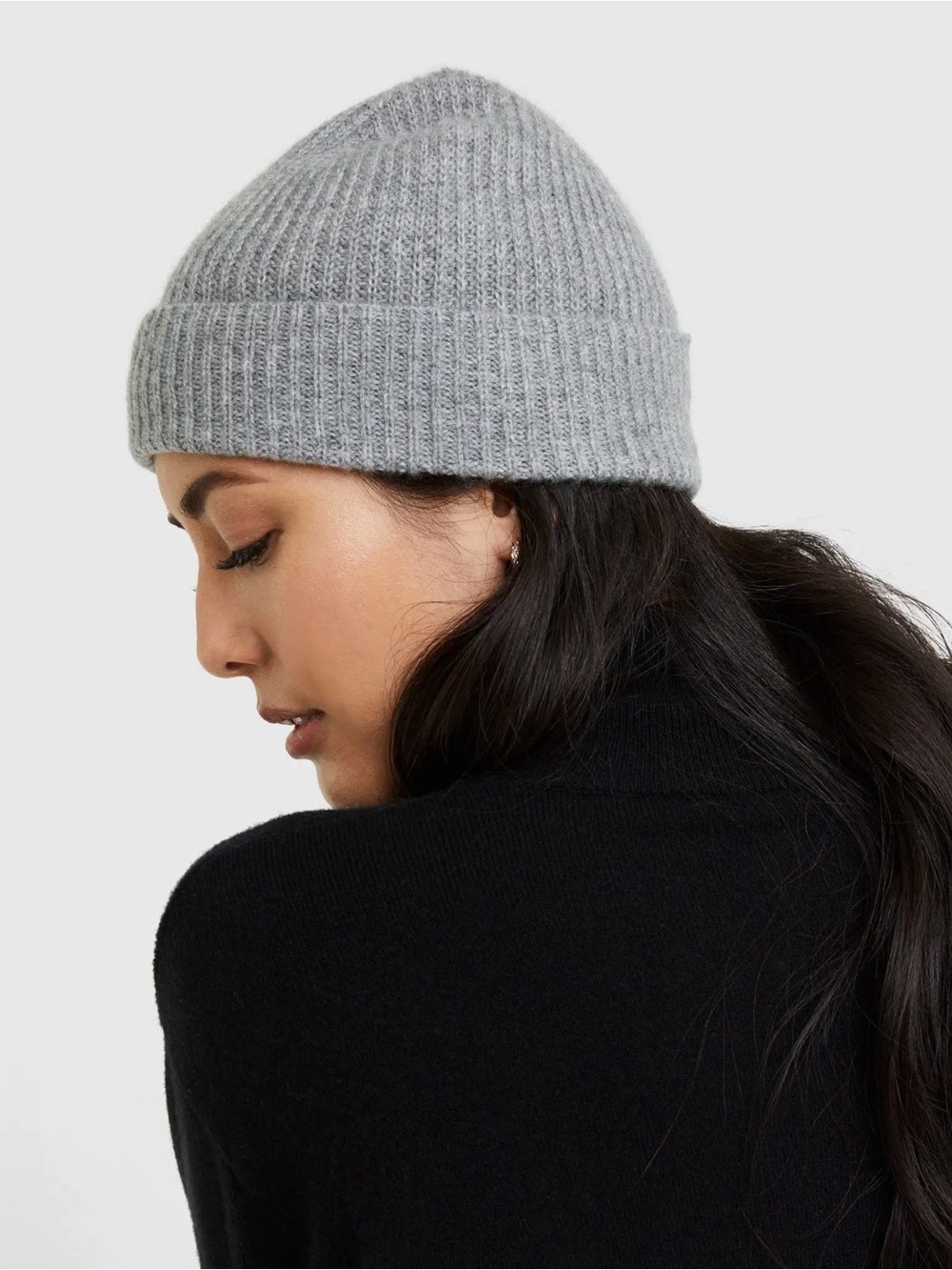 Quince Light Gray Ribbed Knit Beanie - Women